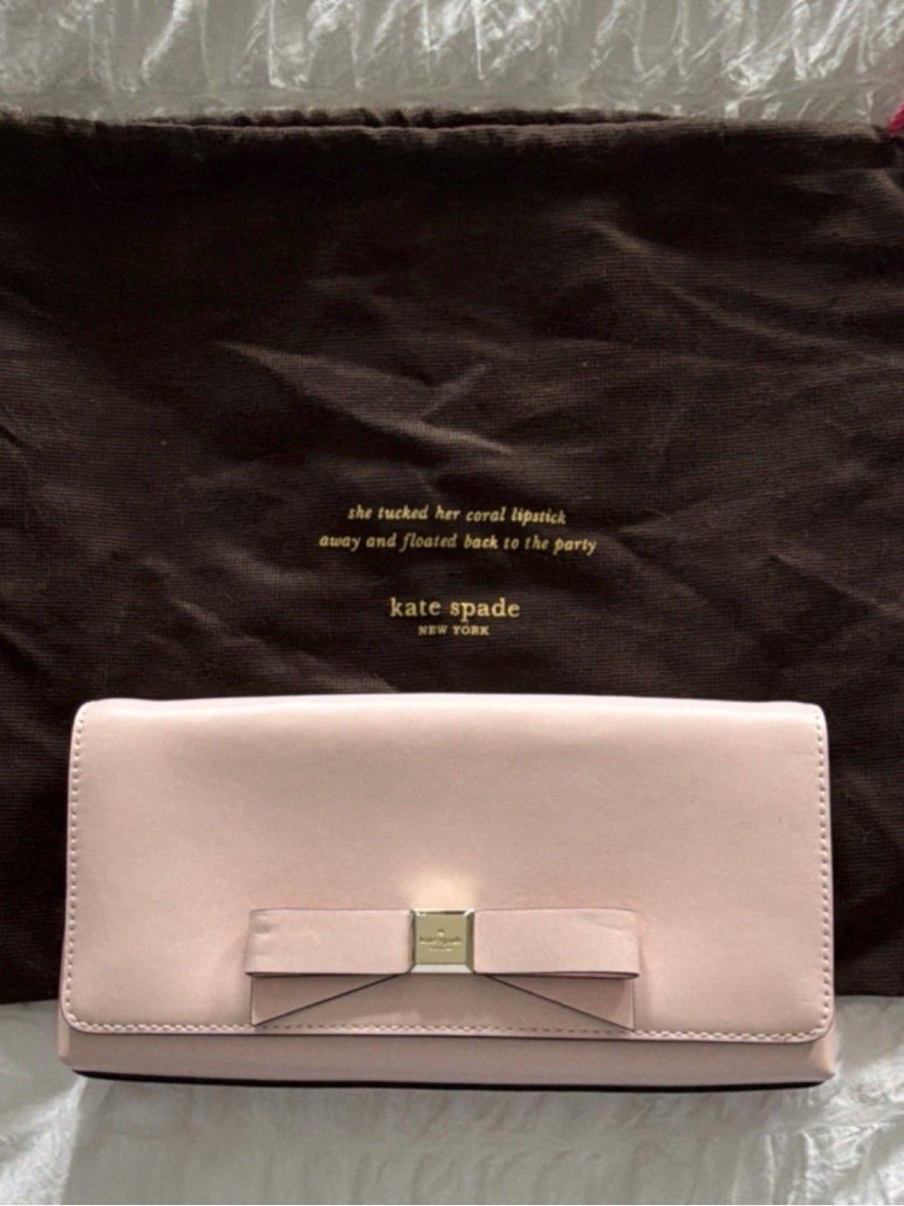 kate spade Pale Pink Bow Clutch
